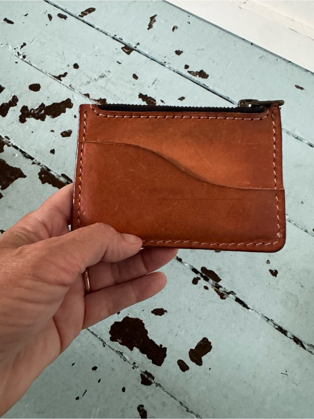 Handcrafted  leather zipper card pouch Phee’s Original Goods